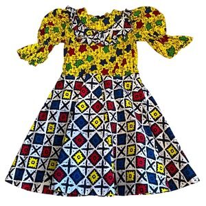 Authentic African Dutch Wax Print Ankara Dress, Super Rhema, Veritable, XS/S